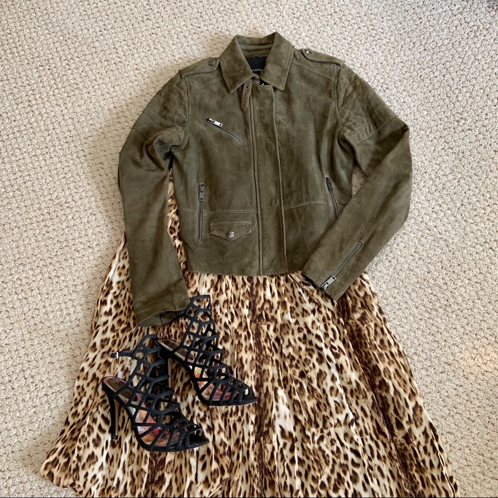 Banana Republic Olive Green Suede Moto Jacket - Picture 5 of 8
